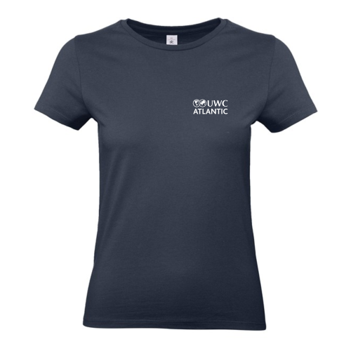 Ladies navy tshirt with white logo