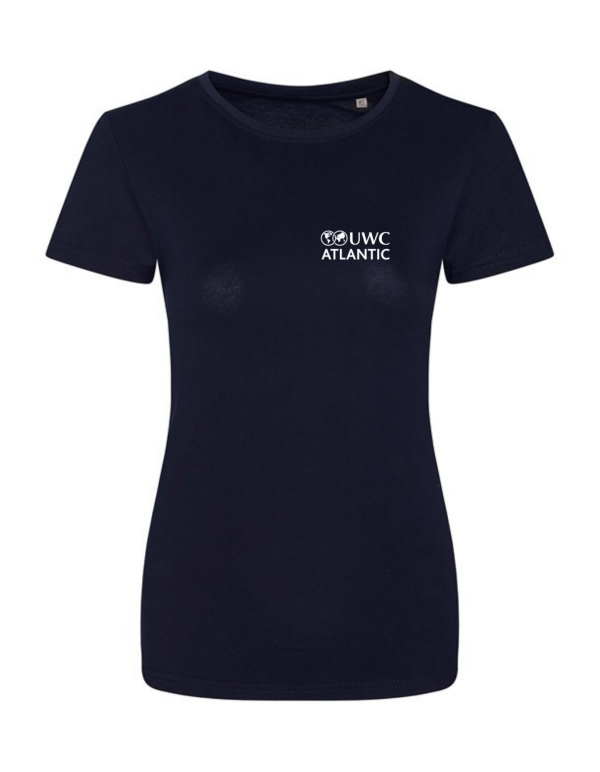 ladies fitted tshirt in navy with uwc atlantic logo to breast