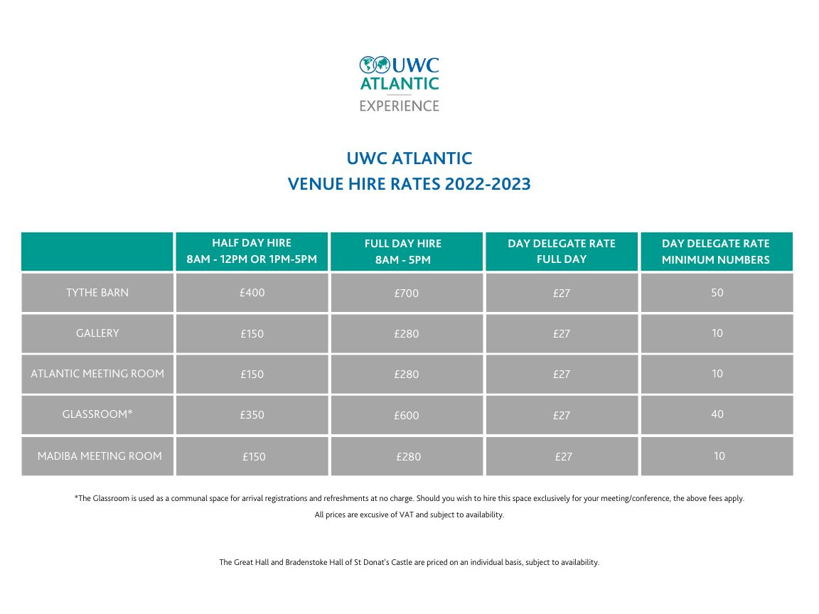 Corporate Meeting Room Hire 2022-2023 | PDF - UWC Atlantic Experience