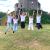 ELEA students jumping in the air in front of Cardiff Castle