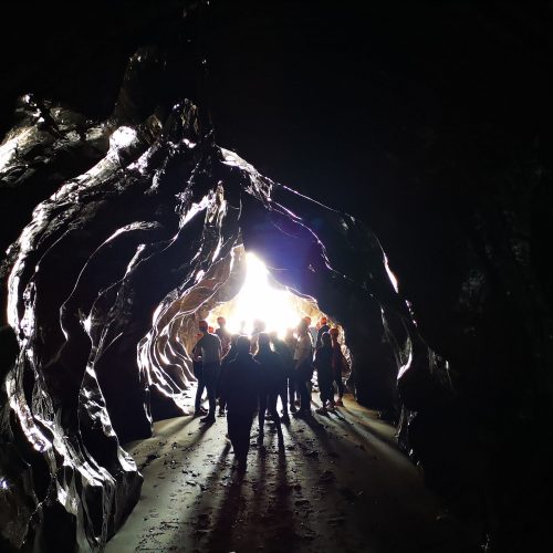 Exiting a cave in South Wales, UK