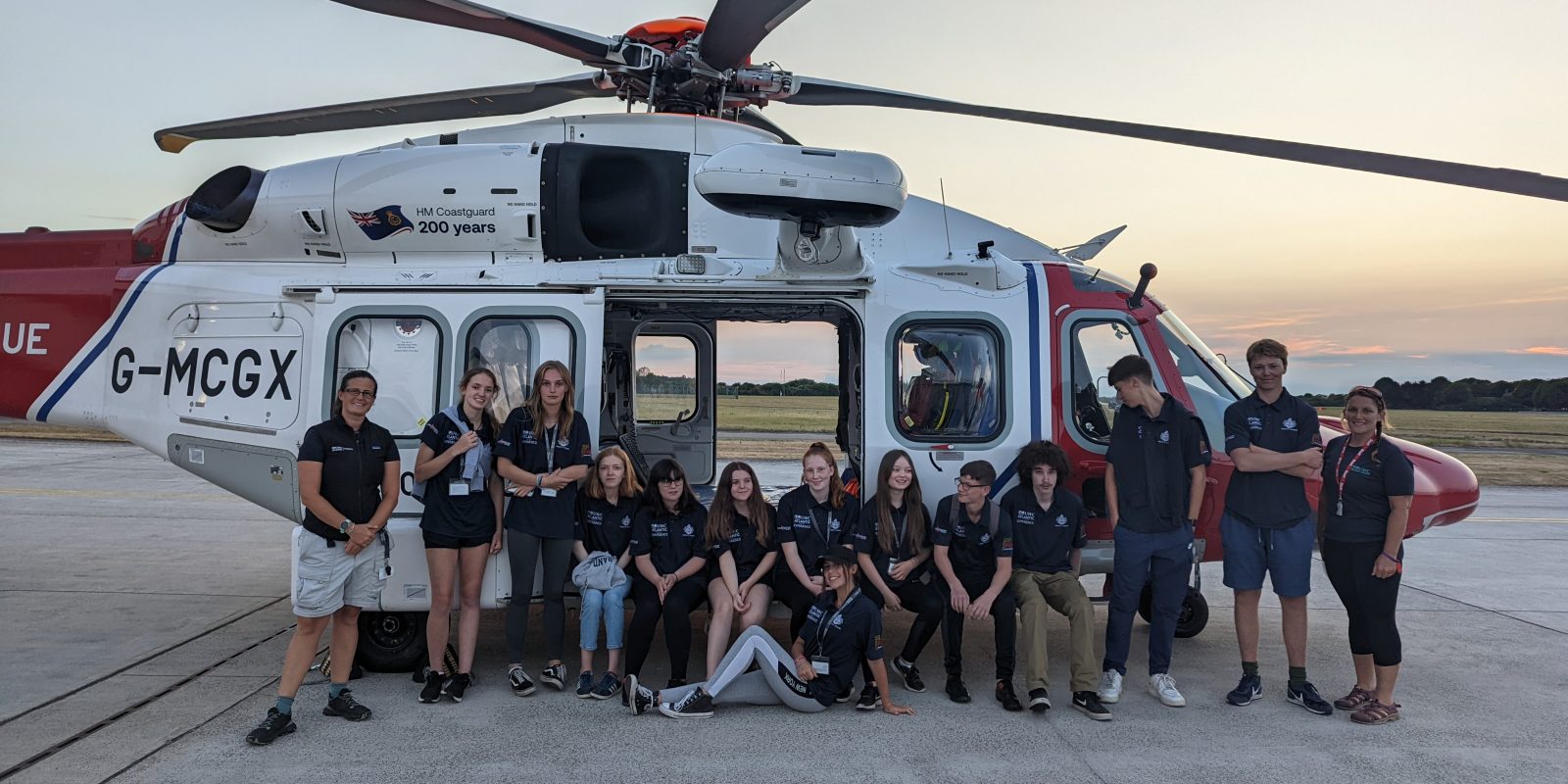 Nautical Leadership Experience in front of rescue helicopter