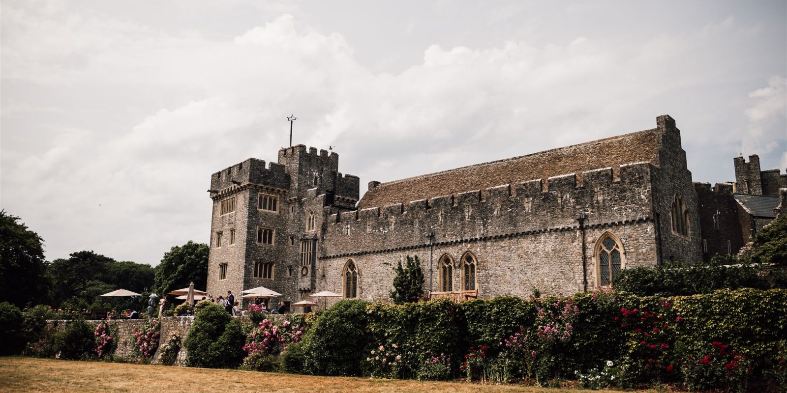 St Donat's Castle with lawn in the summer