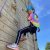 Girl on climbing wall