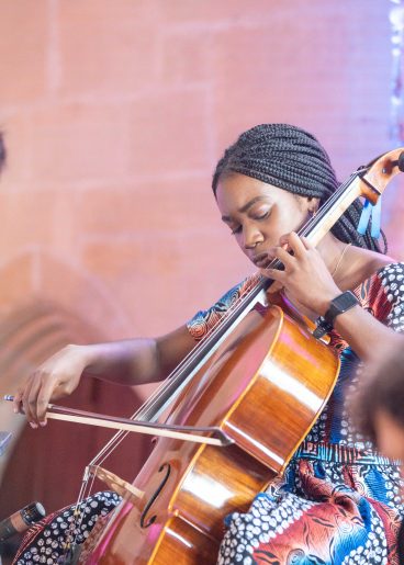 Student playing instrument