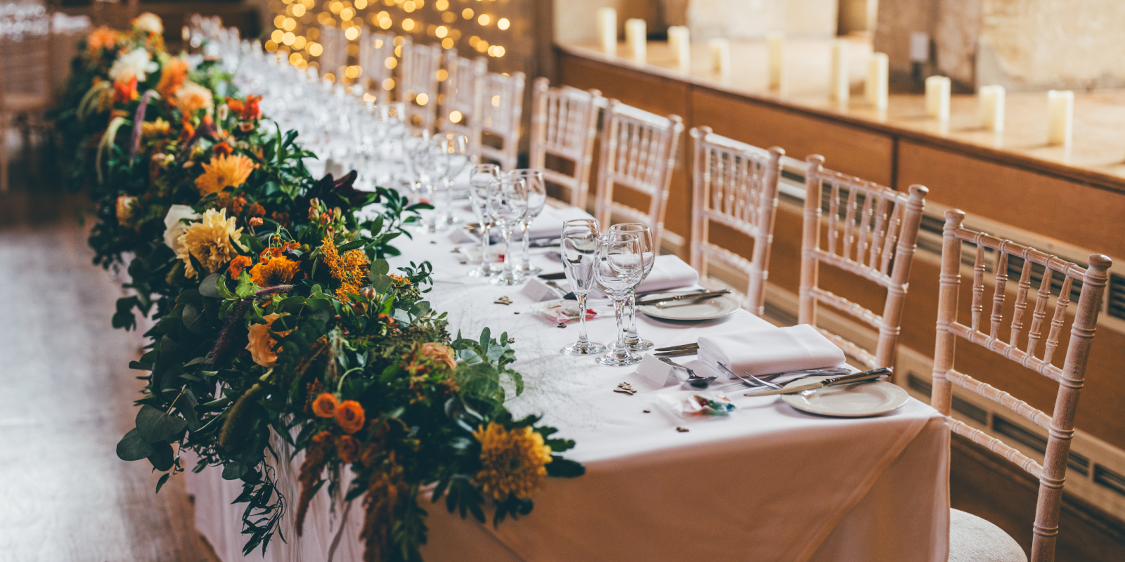 Top tables setup for wedding breakfast