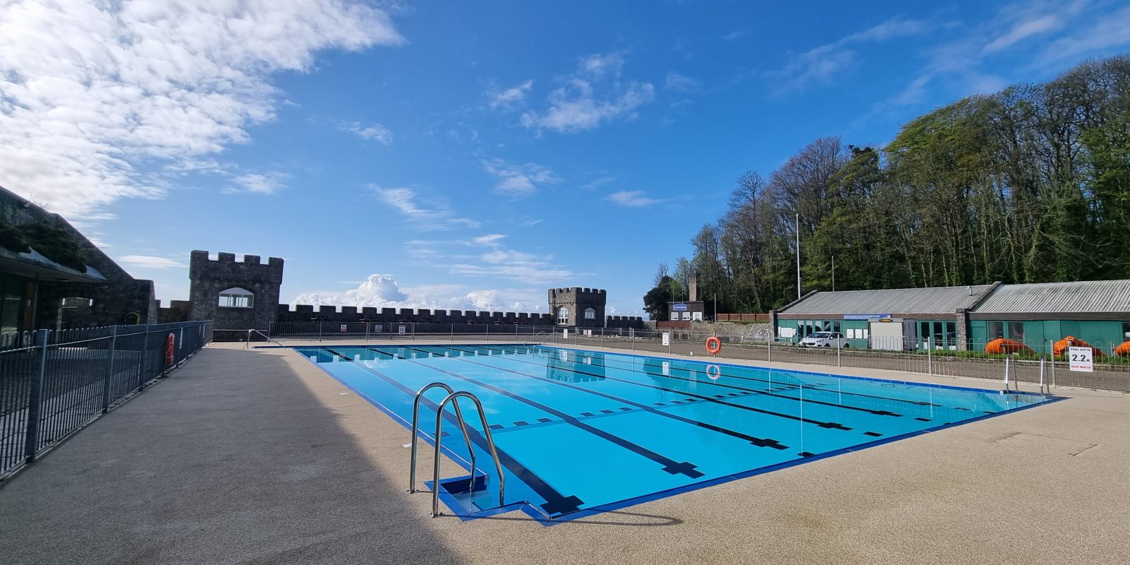 Outdoor pool at St Donat's Castle