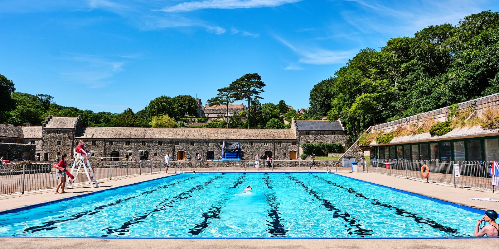 outdoor swimming pool at UWC Atlantic, St Donat's Castle