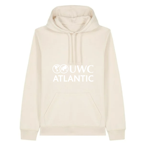 UWC Atlantic hoodie in natural raw colour with white logo to front chest