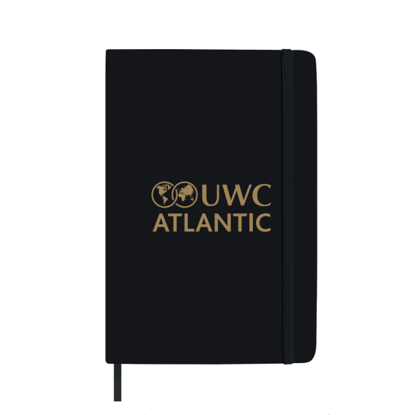 Black UWC Atlantic notebook with gold foil logo