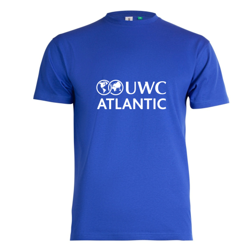Royal blue unisex tshirt with white UWCA logo across chest